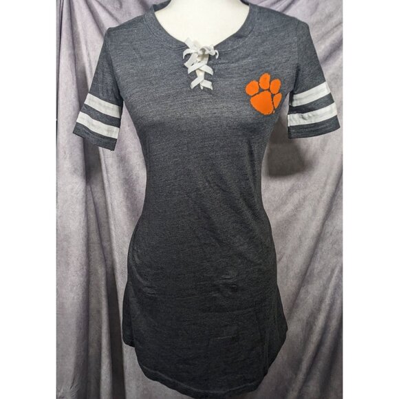 Charcoal Clemson Tigers All-Star Lace-Up Tri-Blend Tee Dress Size XS - Picture 5 of 8